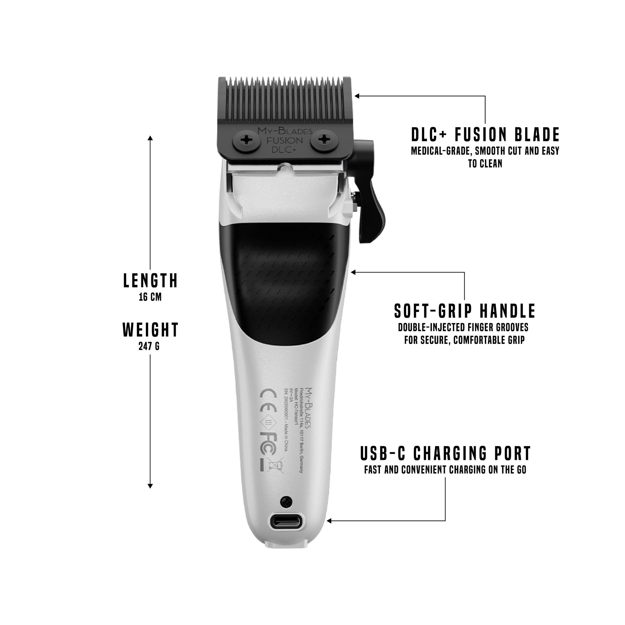 Tensor 1 White – Barbero profesional y cortadora de cabello con tecnología de IA